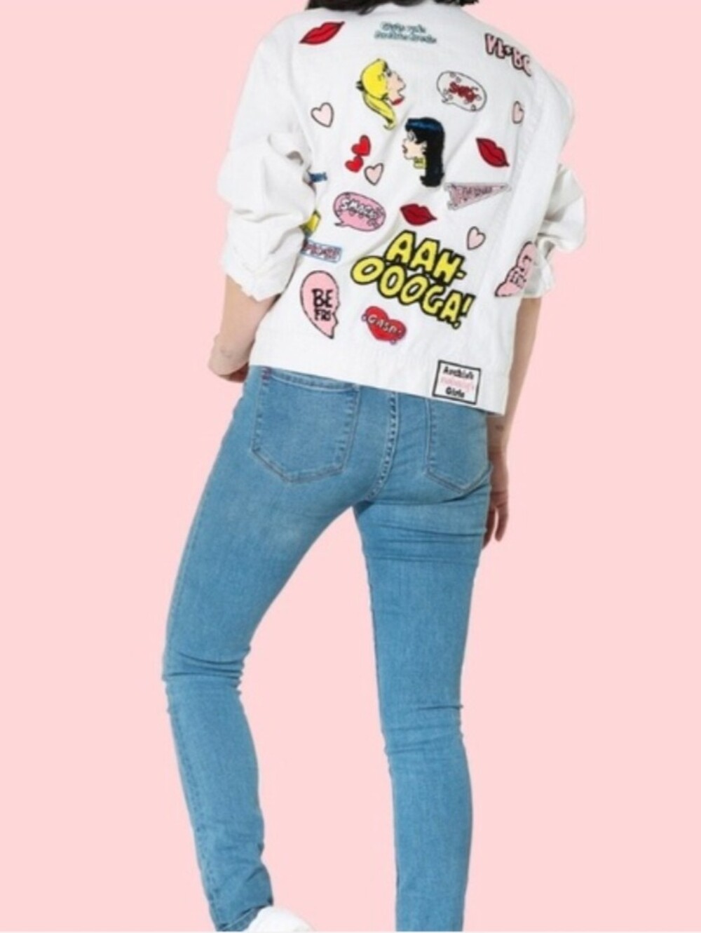 Rachel Antonoff X Archie Betty & Veronica Patch Detail White Denim Jean Jacket